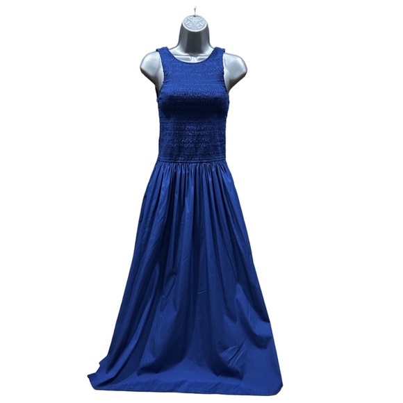 NWT Madewell The Melody Scoopback Smocked Midi Dress size XXS in navy NV423 - Picture 8 of 10